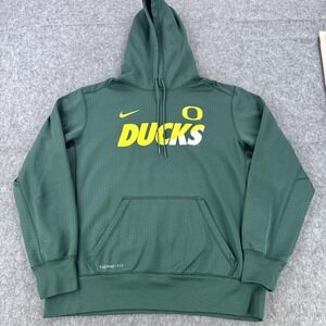 Oregon Ducks Hoodie Mens Large Green NCAA Football Nike Therma Fit Pullover